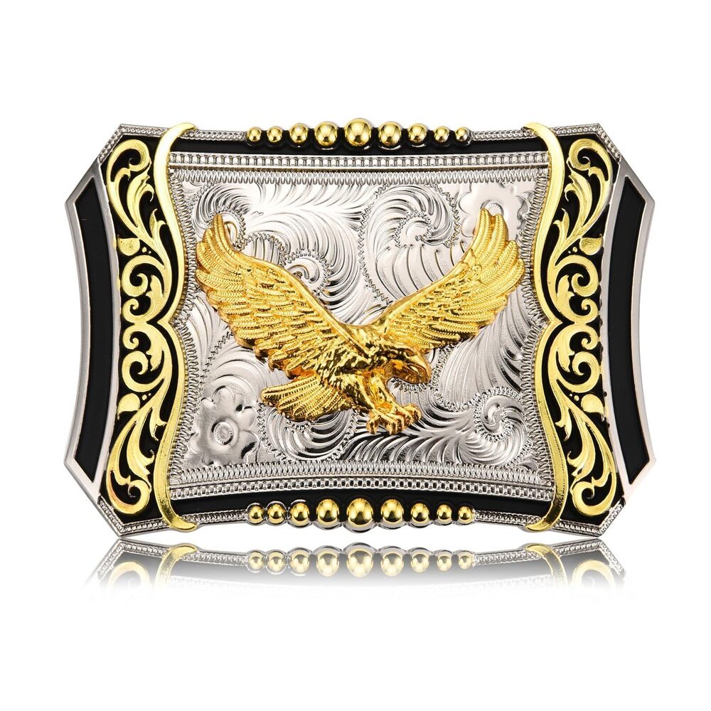 4587 Western Belt Buckle , Scoaring Eagle Cowboy Belt Buckle, Golden Large